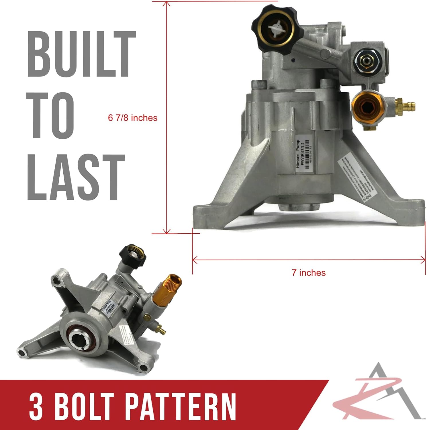 جانب view of Troy-Bilt 020344 pump showing 3-bolt mounting pattern