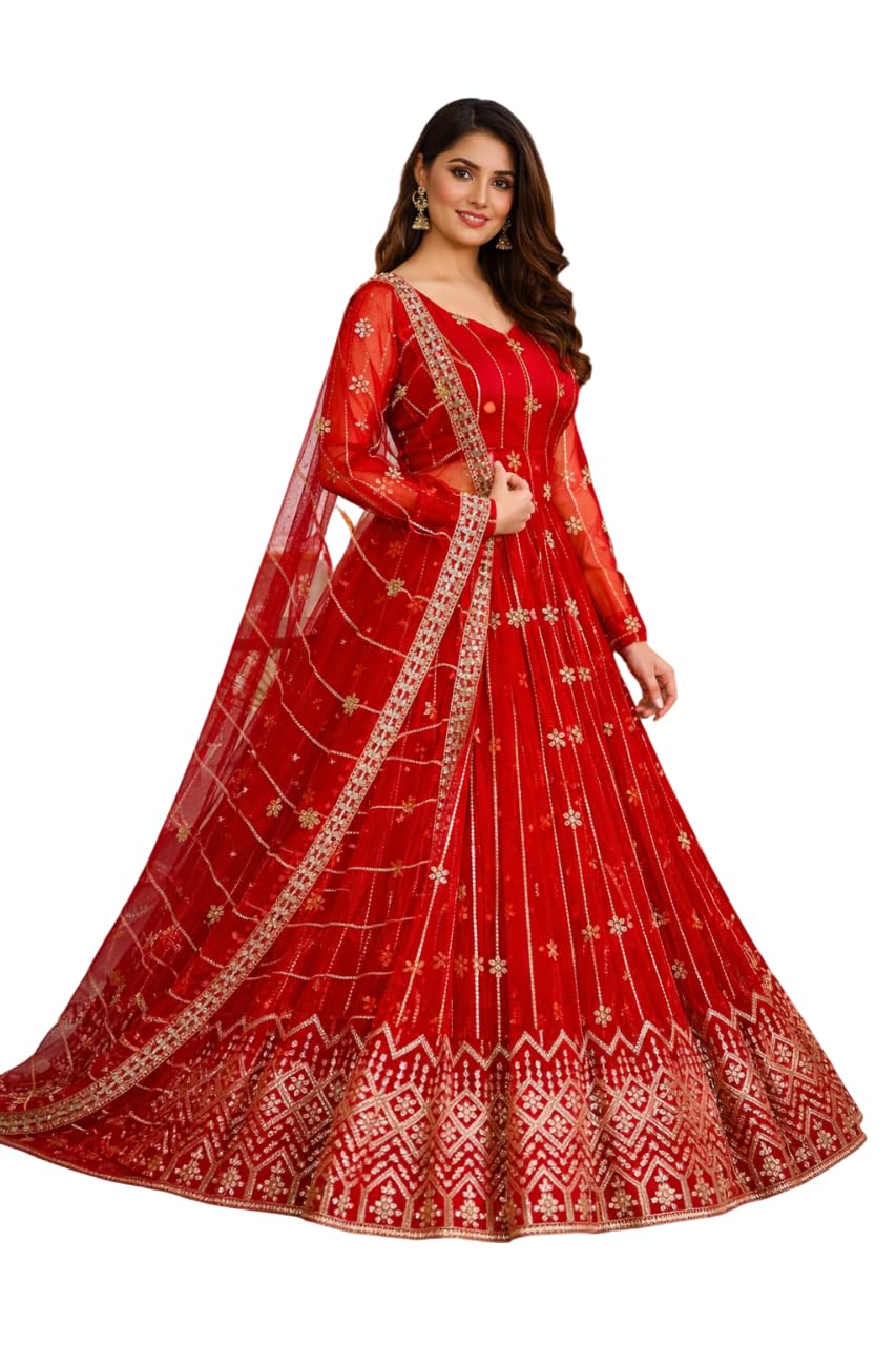 Traditional Net Lehenga Choli Set for Women and Girls | Ethnic Wedding Outfit Ghagra Choli with Matching Dupatta-image-49