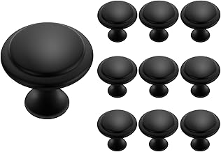 10 Pack Cabinet Knobs, 30mm Round Drawer Hardware for Dresser, Kitchen and Closet with Screws (Black)