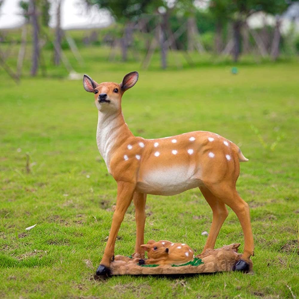 Garten-Hirschstatue Aus Harz – Liegender Sika-Hirsch, Ca. 25x12,8x17,5 Cm, Für Rasen & Außendekoration