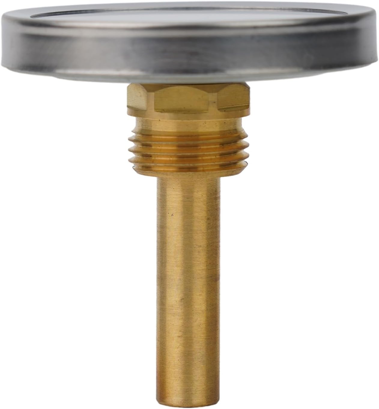 63mm Bimetal Thermometer with Brass Sleeve, 0-120°C Analog Dial Temperature Gauge for Boiler Heating Water Oil Air, Stainless Steel Case