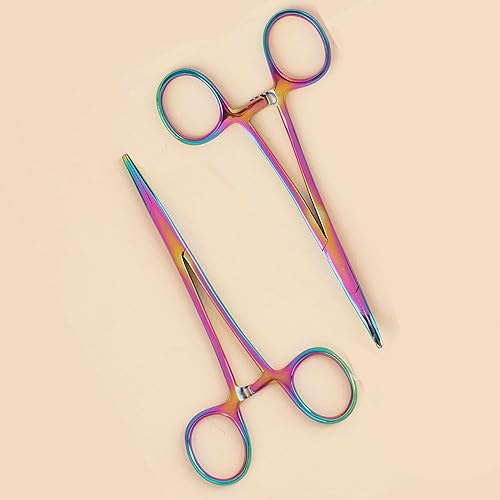 Miniatura 11 de Extractor de pelo de orejas y nariz para mascotas, recto y curvado, de acero inoxidable, pinzas de bloqueo de hemostato para el hogar, herramienta