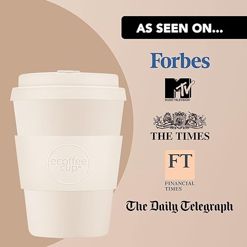 Miniatura 5 de Ecoffee Cup Waicara - Taza de café reutilizable de 11.8 fl oz, ecológica, 100% a base de plantas, con tapa y funda de silicona, sin melamina y