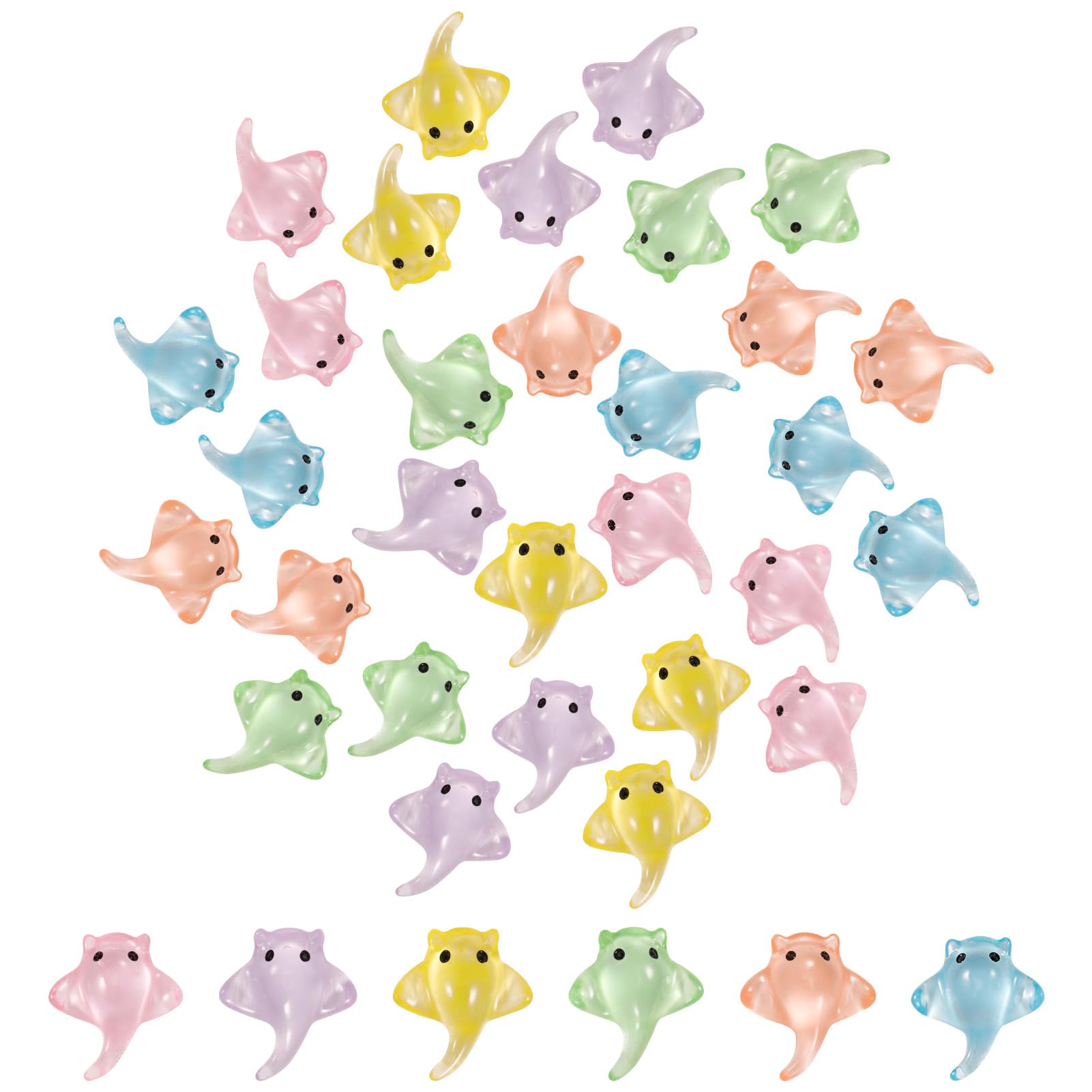 90 Pcs Miniature Sting Ray Figurines, Mini Resin Sting Ray Figure, Miniature Sting Ray Sea Animal Figurines, Tiny Manta Ray Figure for Micro Landscape Dollhouse Garden Aquarium Potted