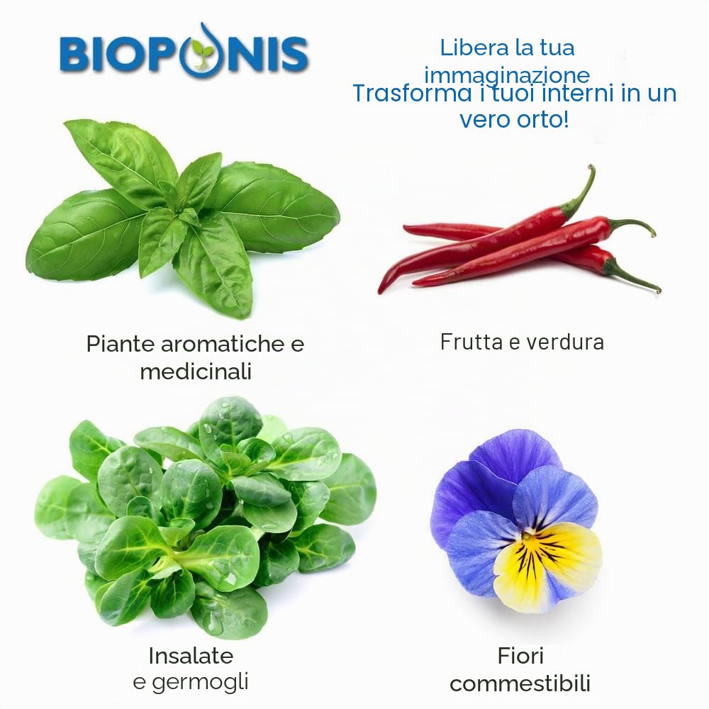 Bamboo 1 - Orto da Interno Idroponica per Piante Aromatiche - 8 Piazzole di Coltivazione