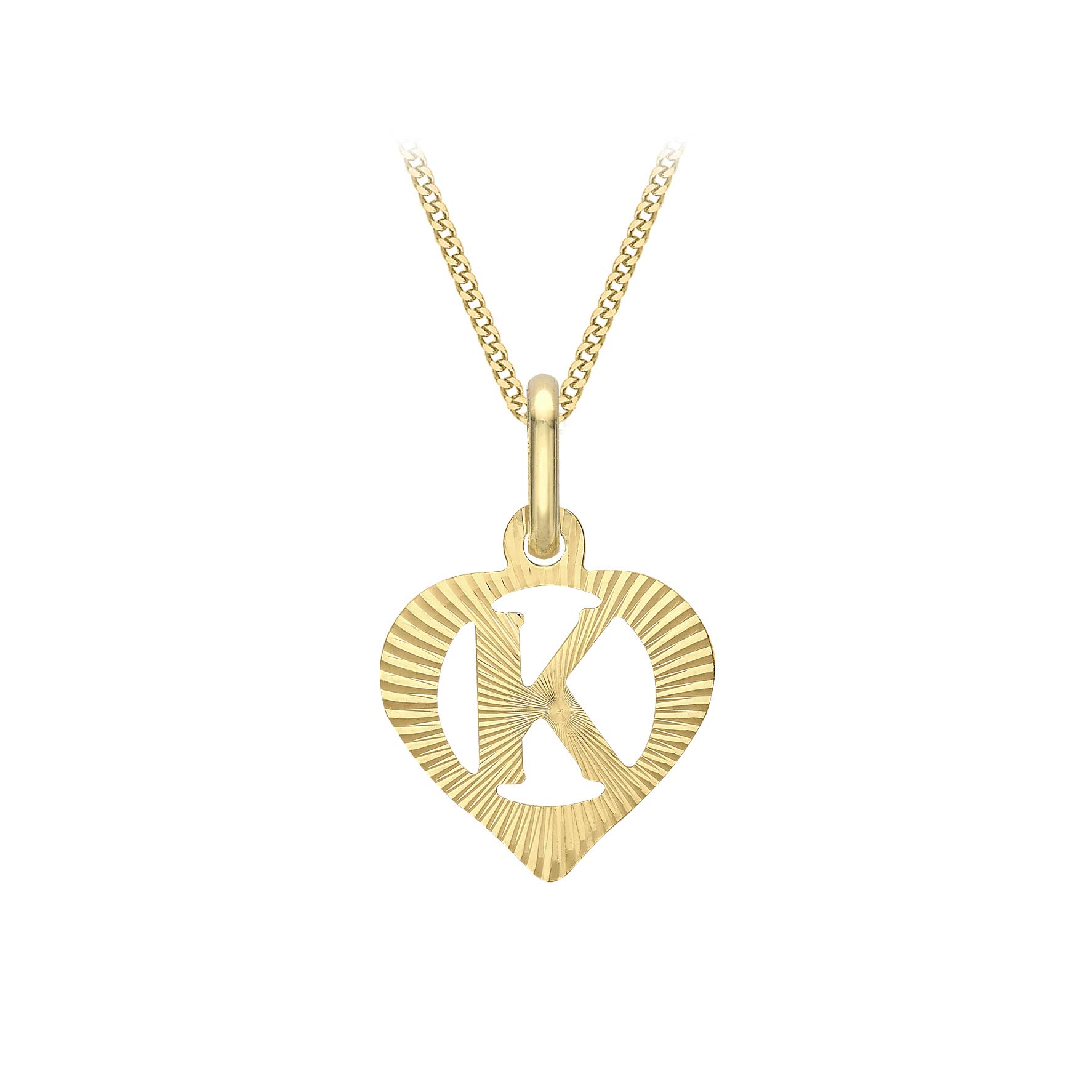 CARISSIMAColgante de oro amarillo de 9 quilates con inicial de corte de diamante en cadena de eslabones - 46 cm