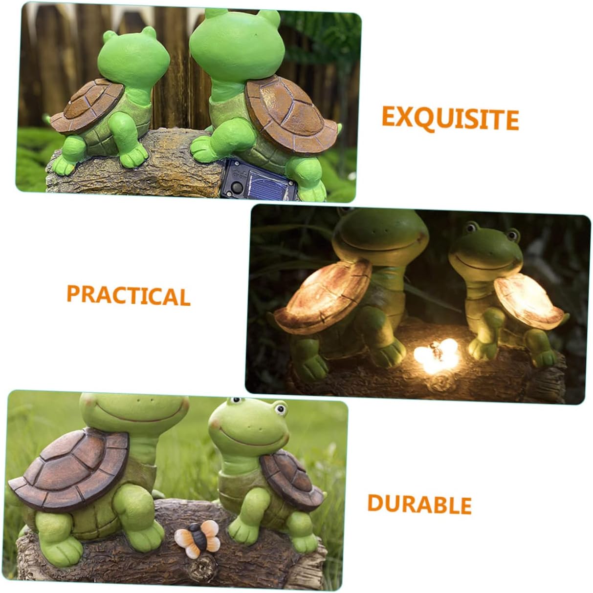 Toyvian Solar Garden Turtle Lamp Outdoor Decorative Light Turtle Figurine for Decor
