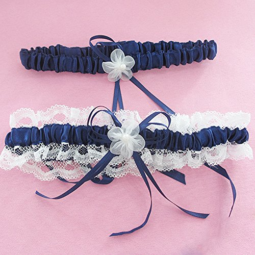 Rimobul 2 Pieces Wedding Garters Lace Bridal Garter Faux Pearls Garter For Bride With Toss Away (Royal Blue) #TOP6