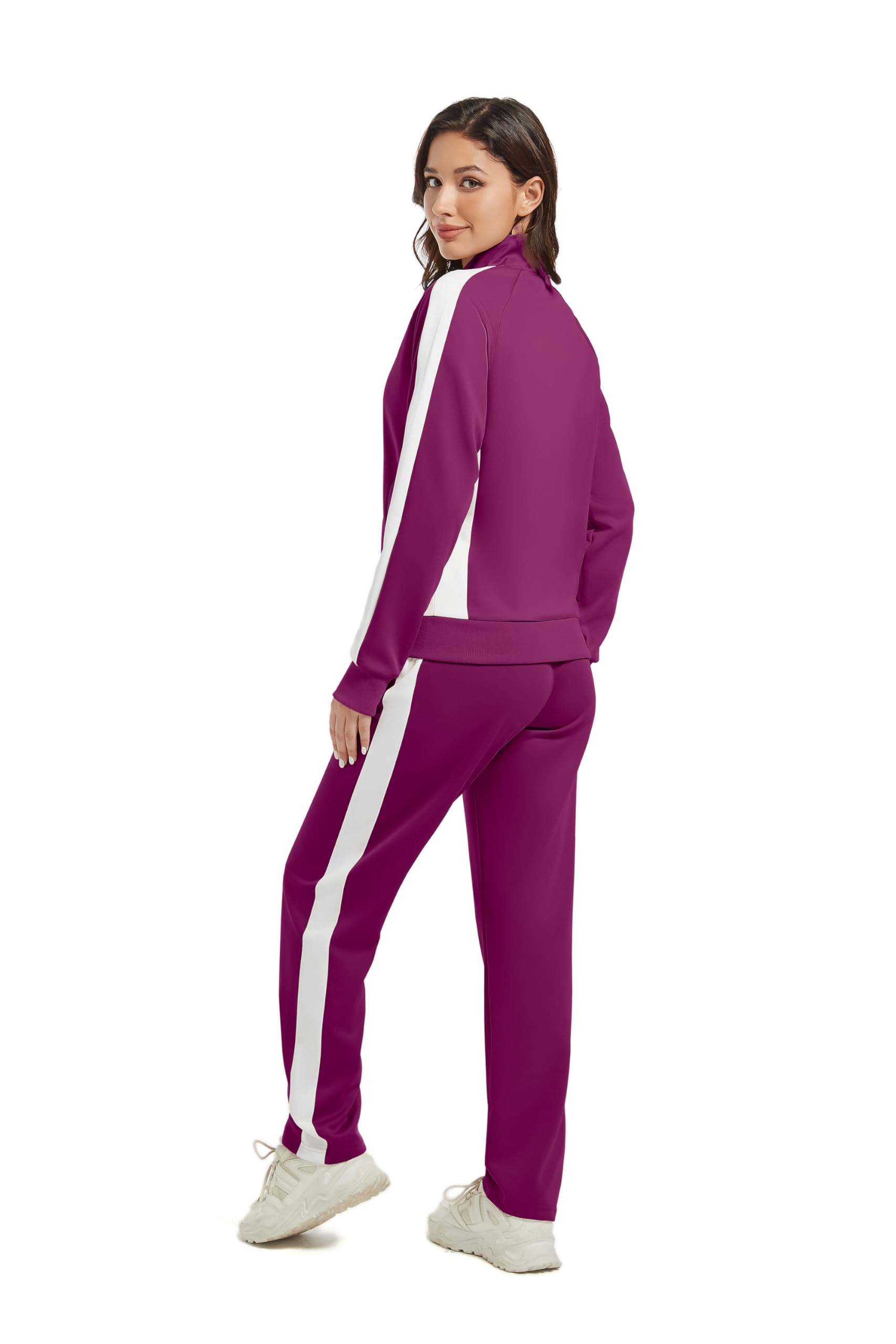 W JIANWANG Survêtement 2 pièces pour femme - Automne - Manches longues - Fermeture éclair