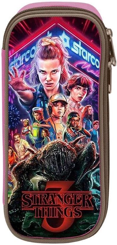 KAKAKAA Stranger Things Large Capacity Pencil Case Pencil Case Student Canvas Pencil Case Durable Pencil Case Zipper Office