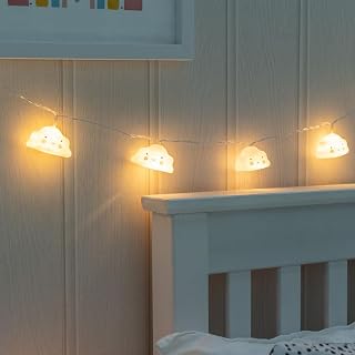 Set of 10 Battery Powered Cloud Fairy String Lights, Decoration Fairy Lights, String Lights for Kids Bedroom | Wall Lights & Home Improvements Essential