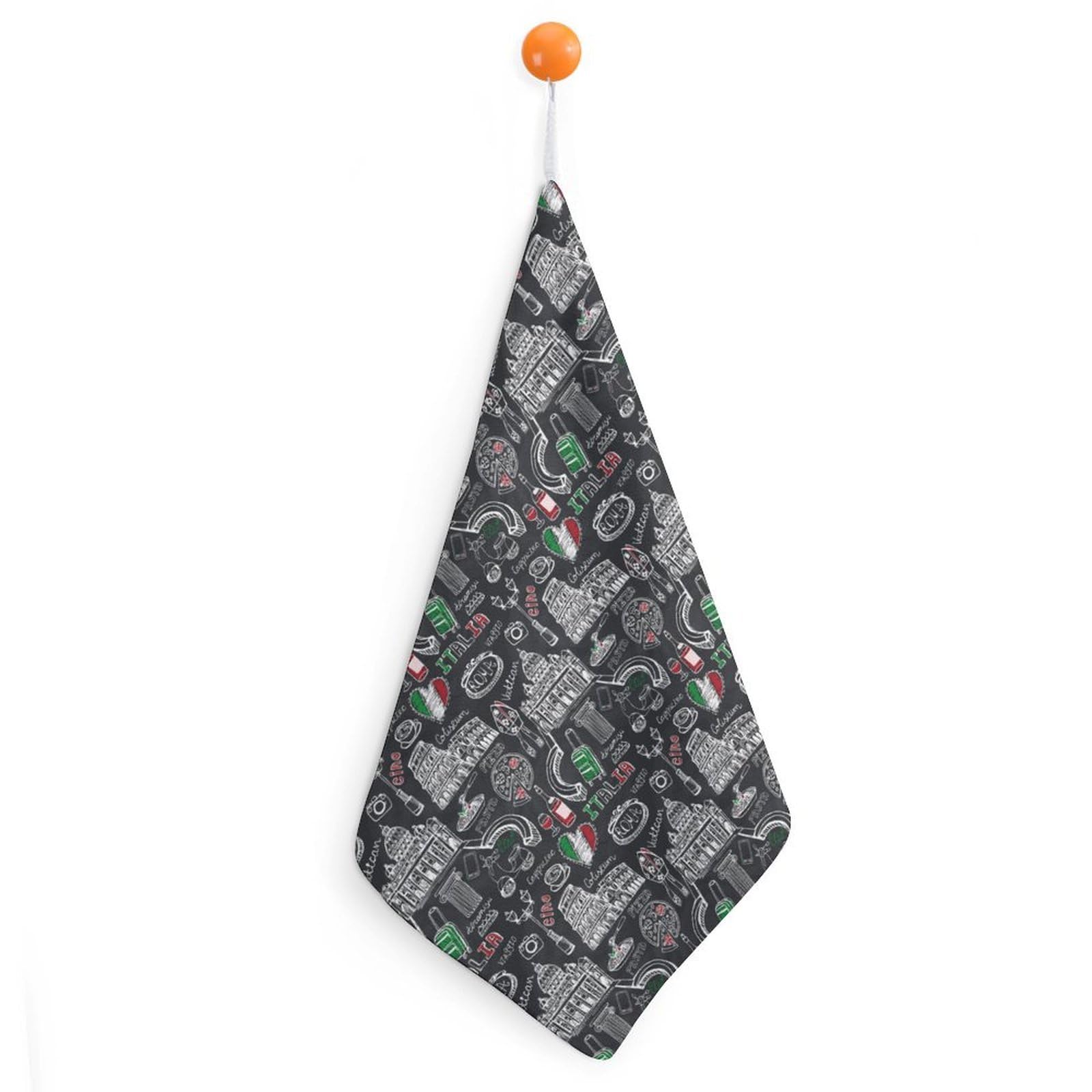 TXFBTRFSA Italy Famous Rome Landmark Hand Towels with Hanging Loop Kitchen Towel Handkerchiefs Cleaning Cloths