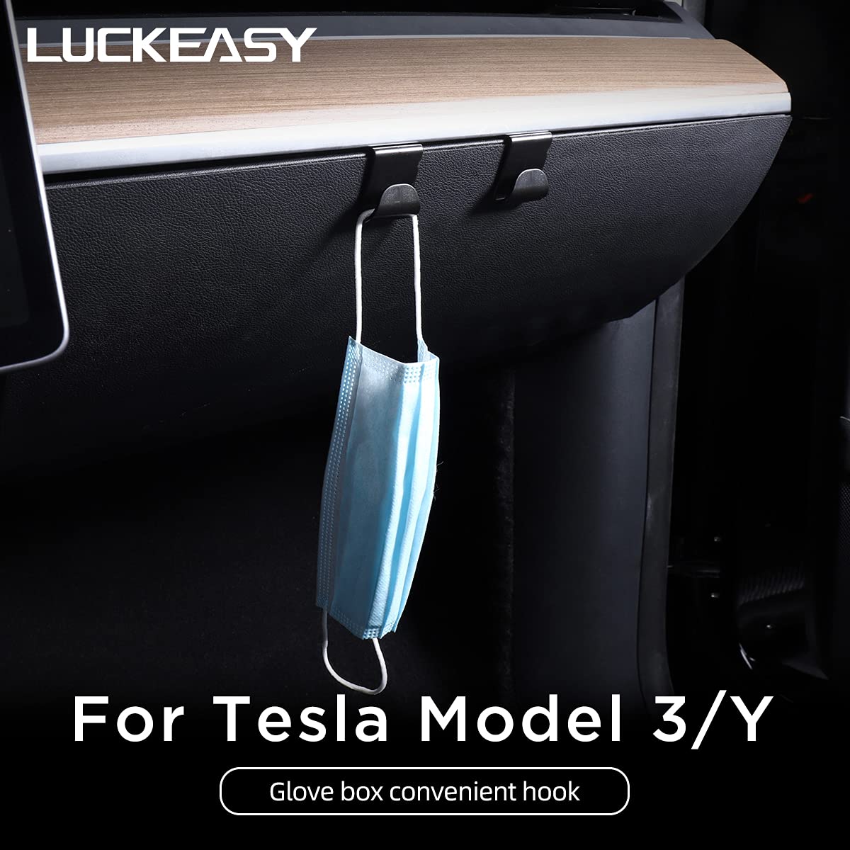 LUCKEASY Interior Functional Modification Auto Accessories for Tesla Model Y and Model 3 ABS Removable Glove Box Hook