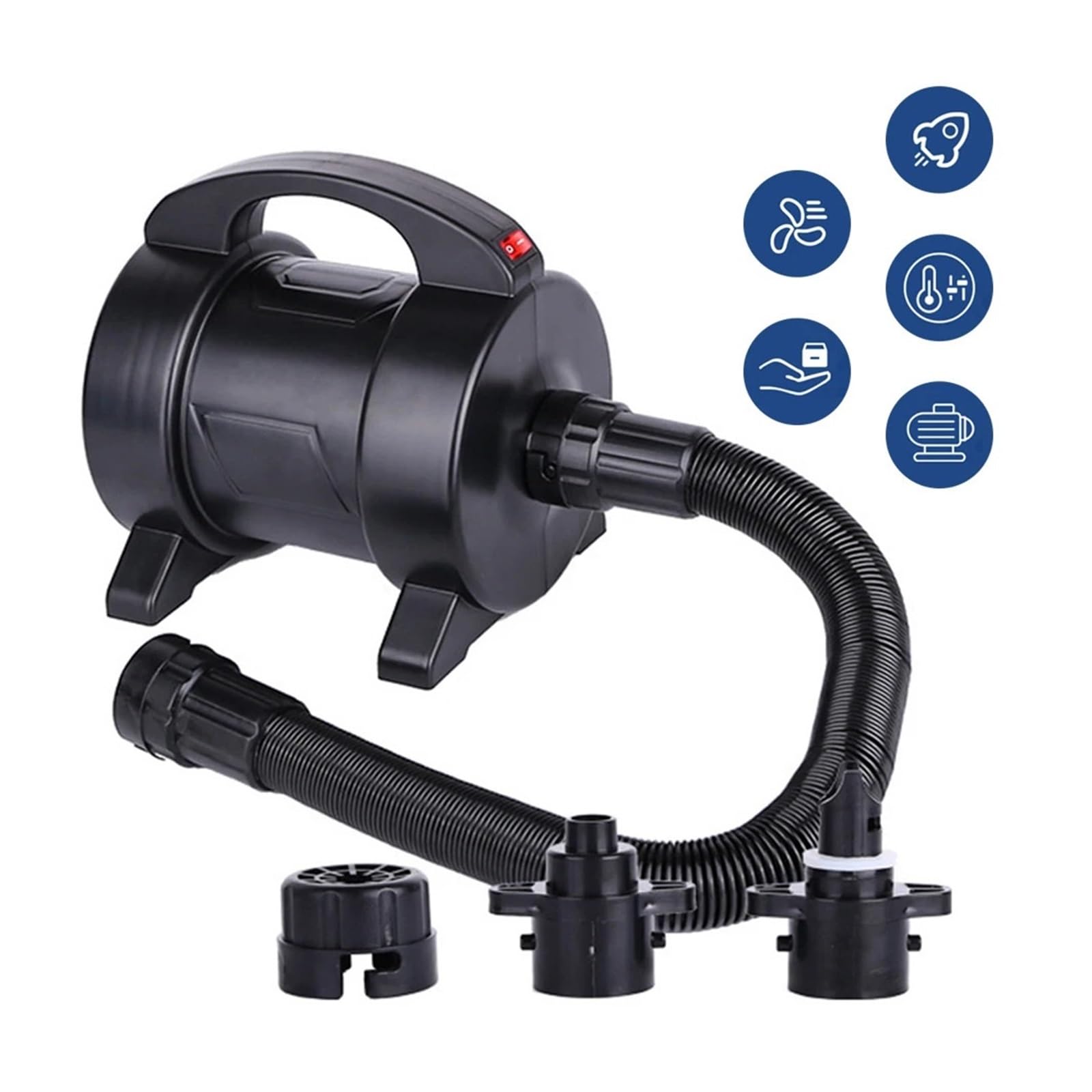 Pompa elettrica for materasso ad aria con pompa elettrica da 1600 W Gonfiaggio rapido Pompa ad aria elettrica Gonfiatore con 2 ugelli for zattera a letto ad aria