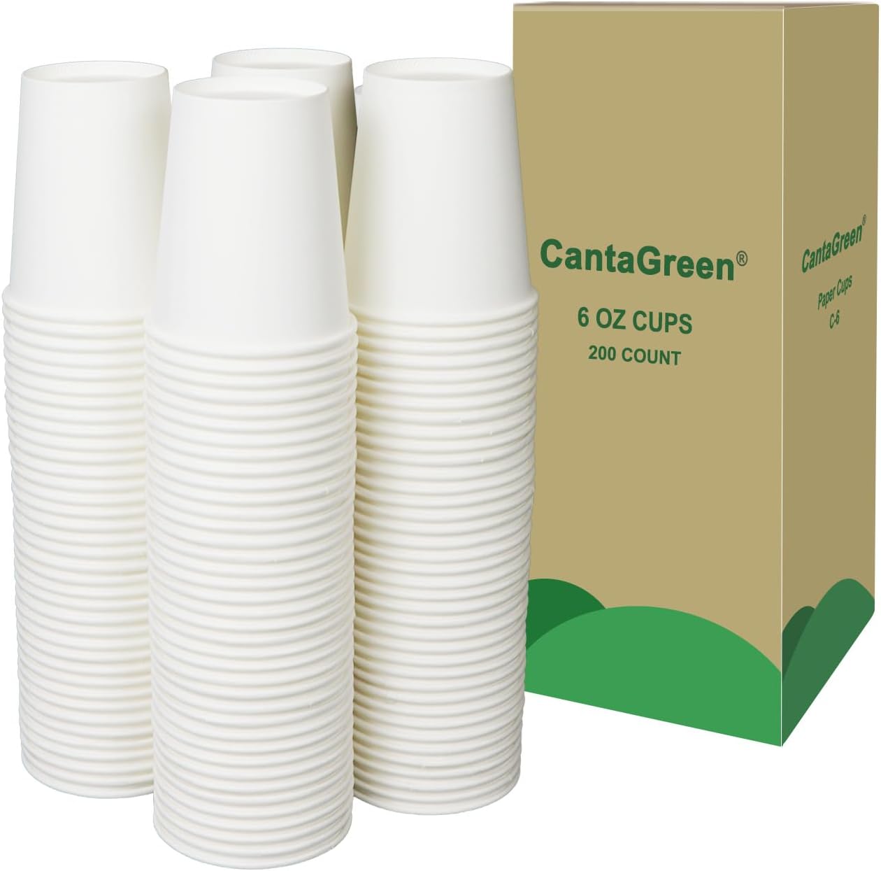 200 Count 6 OZ Heavy-duty Paper Cups, Coffee Cups, Disposable Hot and Cold Cup (Pack of 2)
