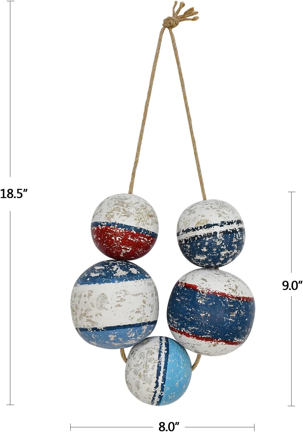 Veclotch Wooden Buoy Floating Ball Nautical Wall Decor, Rustic Distressed Wood Fishing Buoy Decorative Marine Bouys Beach Bathroom Ocean Home Decorations Coastal Theme Nautical Gifts (L), Large