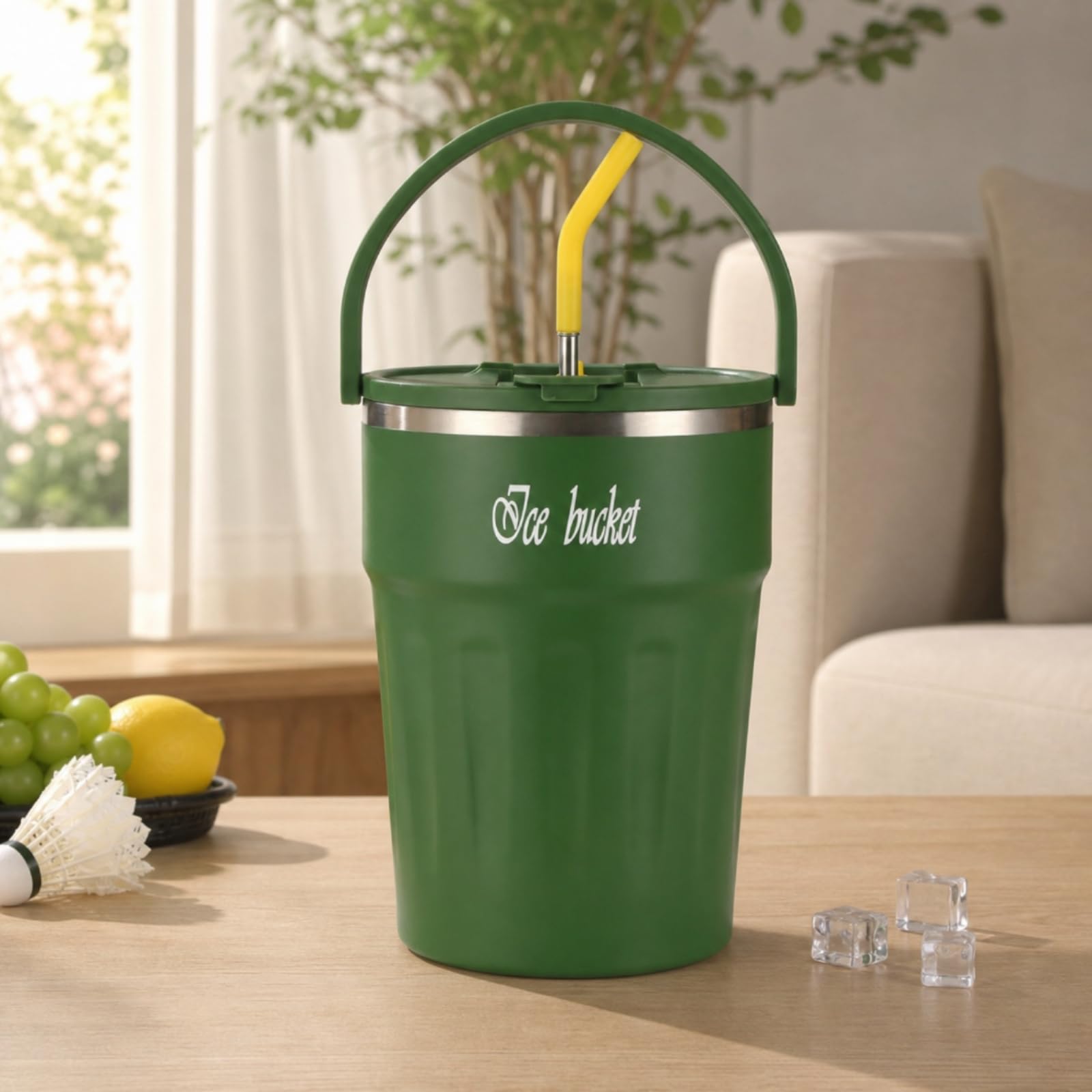 Isolikanne mit Tragegriff kälteisoliend Thmosflasche mit Strohhalm tragbar Kanne Griff für Picknick, Ausflüge, Schwarz, 4000ml