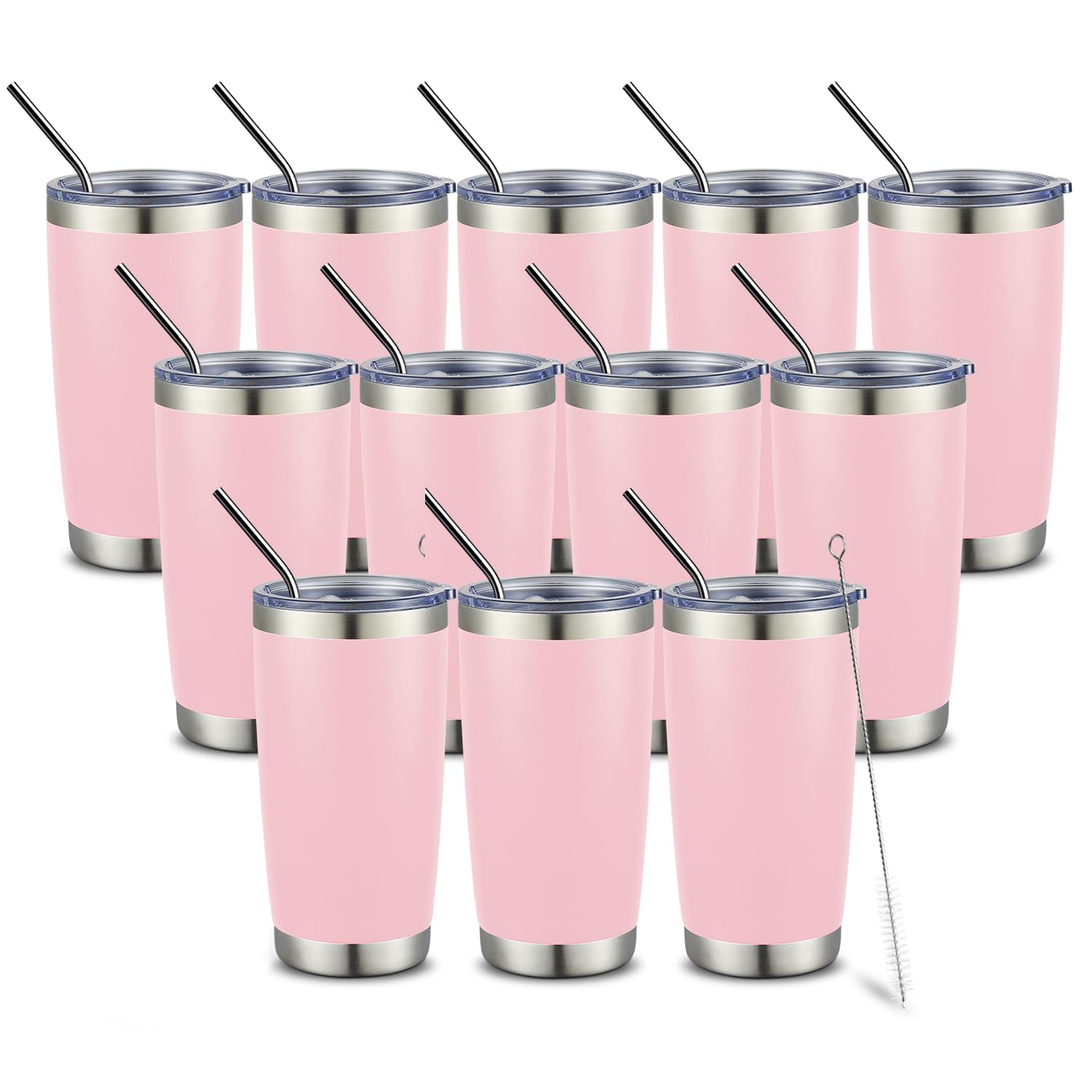 20oz Double Wall Vacuum Insulated Travel Mug Stainless Steel Tumbler with Lid and Straw D…