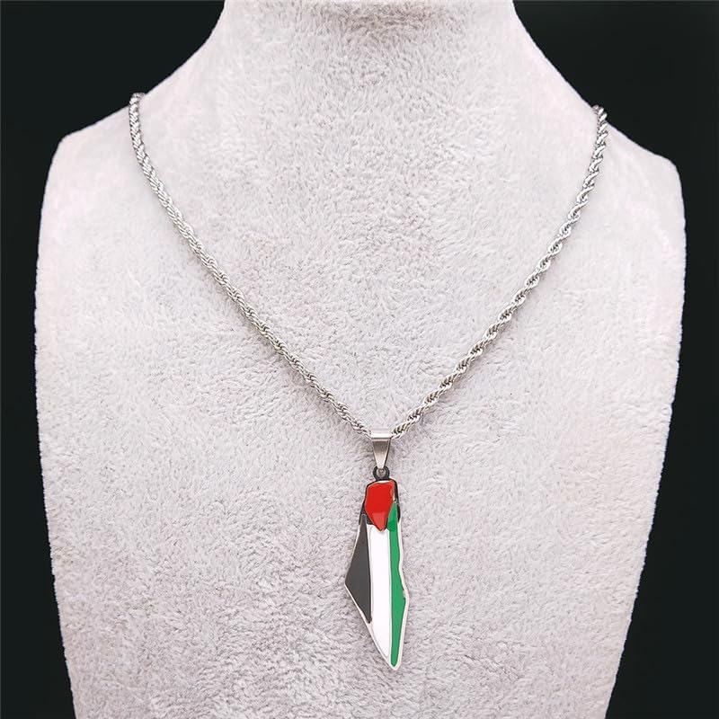 Palestine Map Pendant Necklace, Stainless Steel Chain, Multicolor,Peace Pendant - Image 7