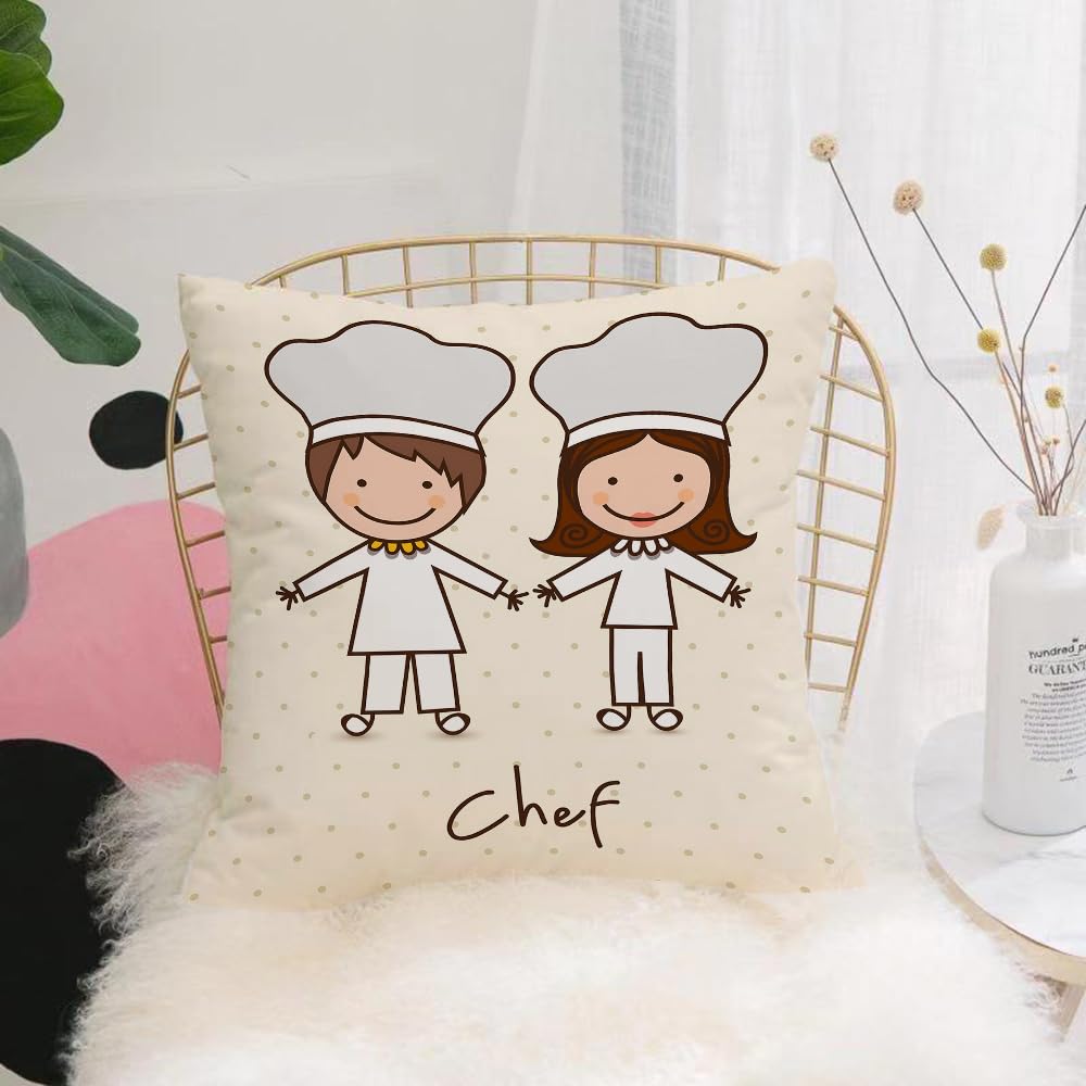 HYOSXW Cushion Cover,Throw Pillow Case Home Decorative for Living Room Bedroom Sofa Chair 16X16 Inch,Illustration of a chef with a suit cook icon,Pillowcase 40X40cm