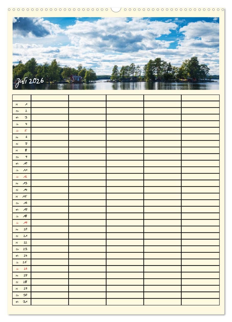 Urlaubsparadiese - Familienplaner (hochwertiger Premium Wandkalender 2026 DIN A2 hoch), Kunstdruck in Hochglanz