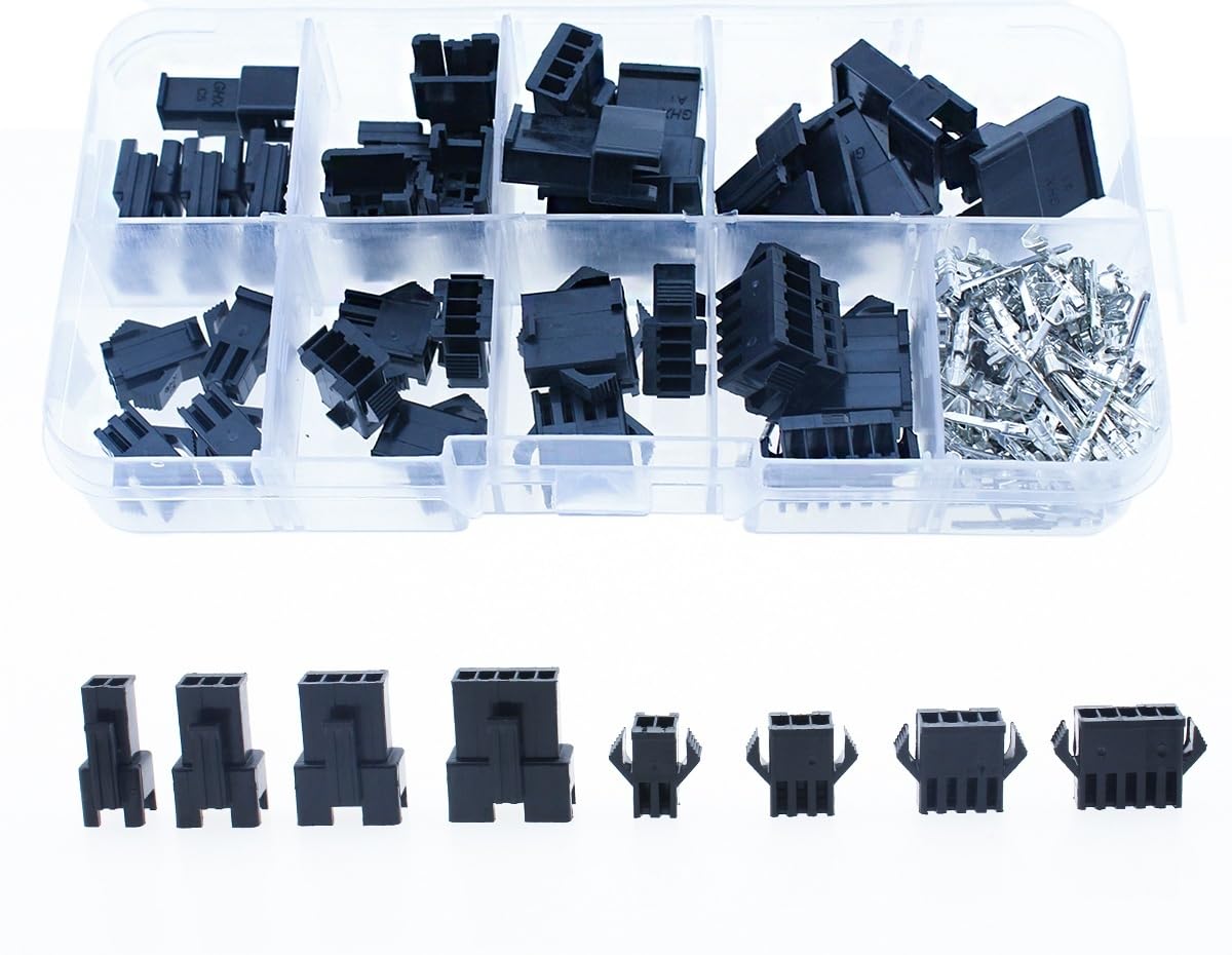 200 Stück 2,54 mm Pitch 2/3/4/5-polige Steckverbinder, Stecker und Buchse, Steckergehäuse, Stiftverbinder, Crimpklemmen-Adapter