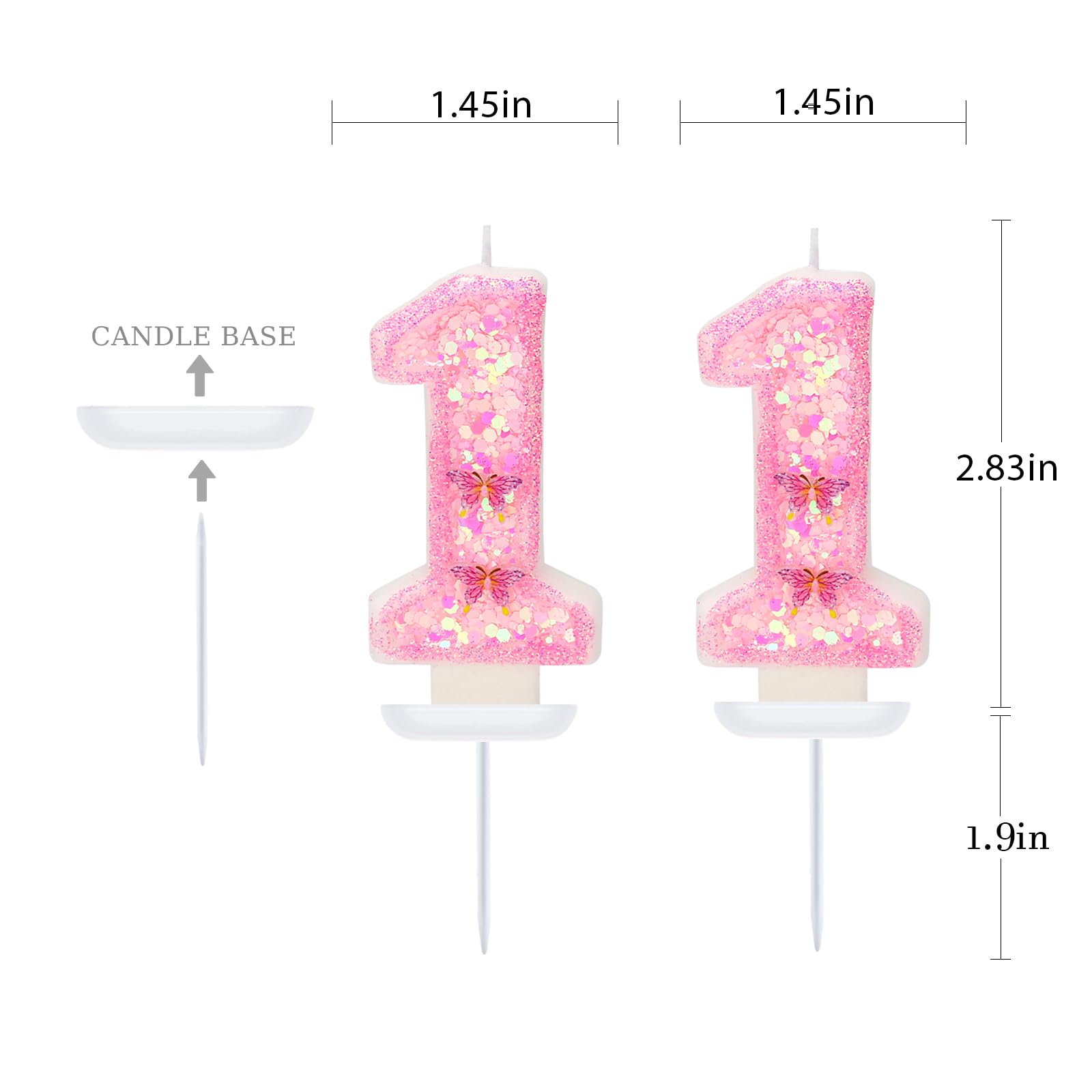 Vela de cumpleaños número 11, velas de cumpleaños de mariposa para pasteles, decoraciones de fiesta de cumpleaños, suministros de fiesta temática, decoración de pastel de boda, decoración de