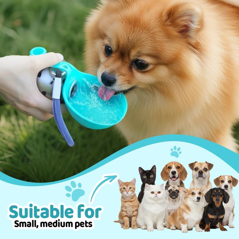 Borraccia portatile per animali domestici, 285 ml, per cani e gatti in viaggio, a prova di perdite, in acciaio inox, per il viaggio, con ciotola pieghevole in silicone (2 pezzi)