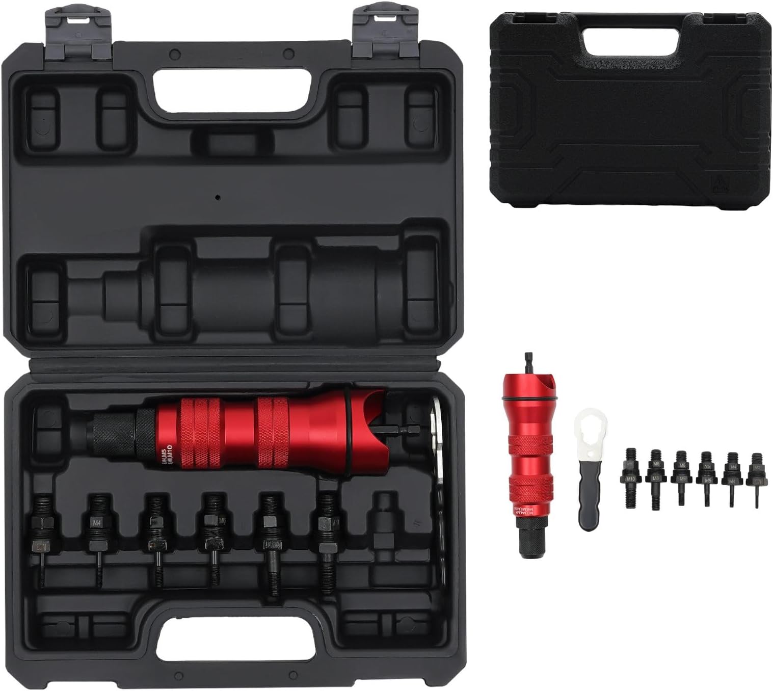 Rivet Nut Tool Kit Electric Rivet Gun Adapter M3-M10 Mandrels 600 RPM Cordless Rivet Nut Tool for Drill Threaded Rivet Gun with Carrying Case Brushless Electric Rivnut Gun