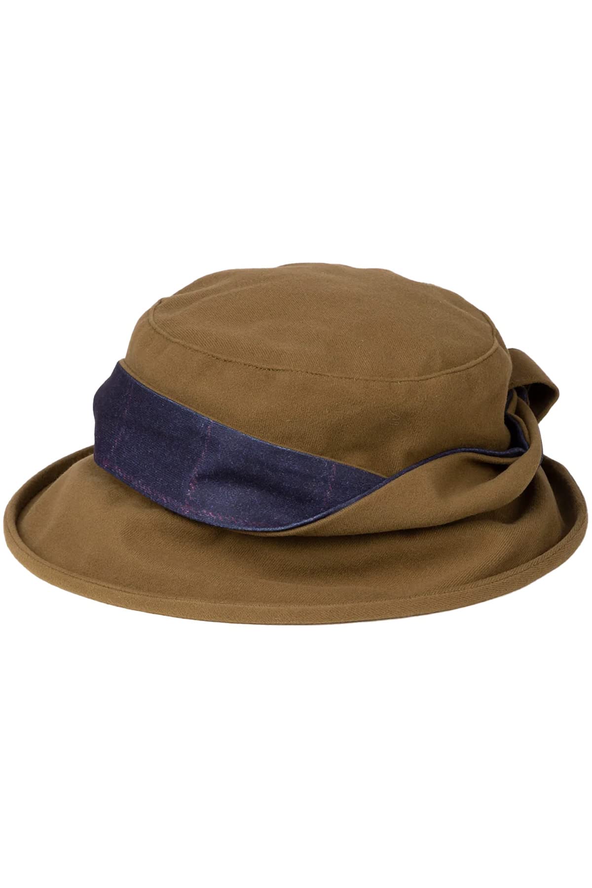 Rydale Women's Khaki Twisted Band Hat Country Bucket Hats Tweed Trim Moleskin Effect One Size (Khaki)