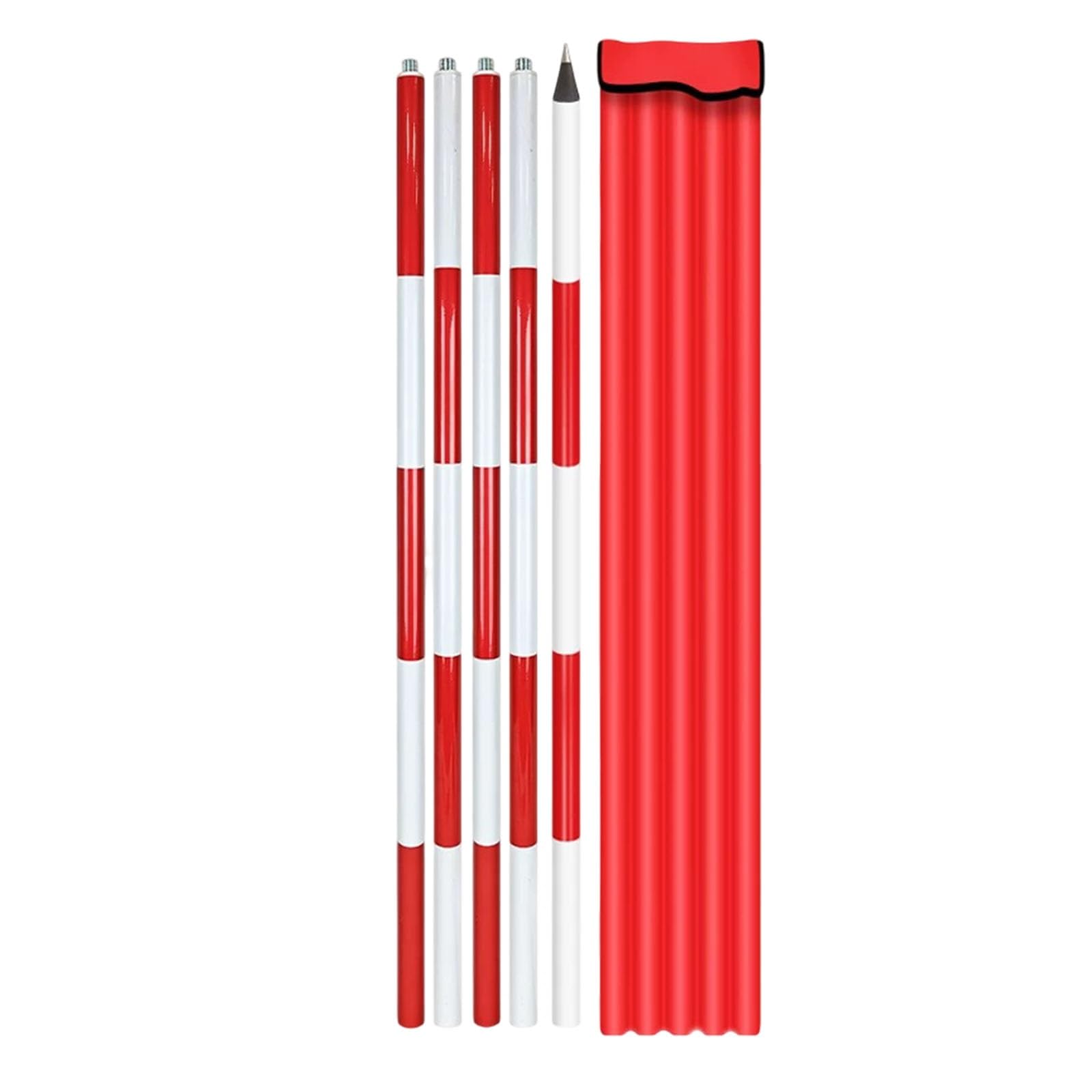 Aluminum Survey Pole 2M/3M/5M, Lightweight Sectional Prism Rod with Steel Tip & Storage Bag for Land Surveying, Construction Layout & Foundation Elevation Measurement(5m/16.4ft)