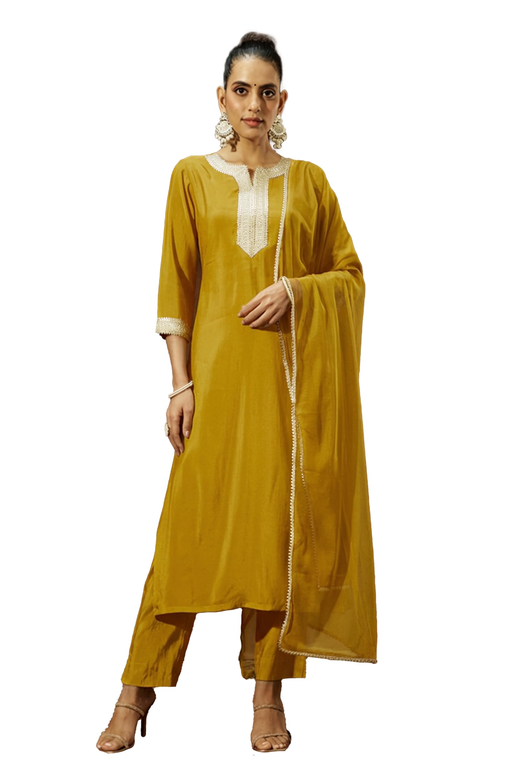 janasya Women Kurta Pant With Dupatta Set-picture-15