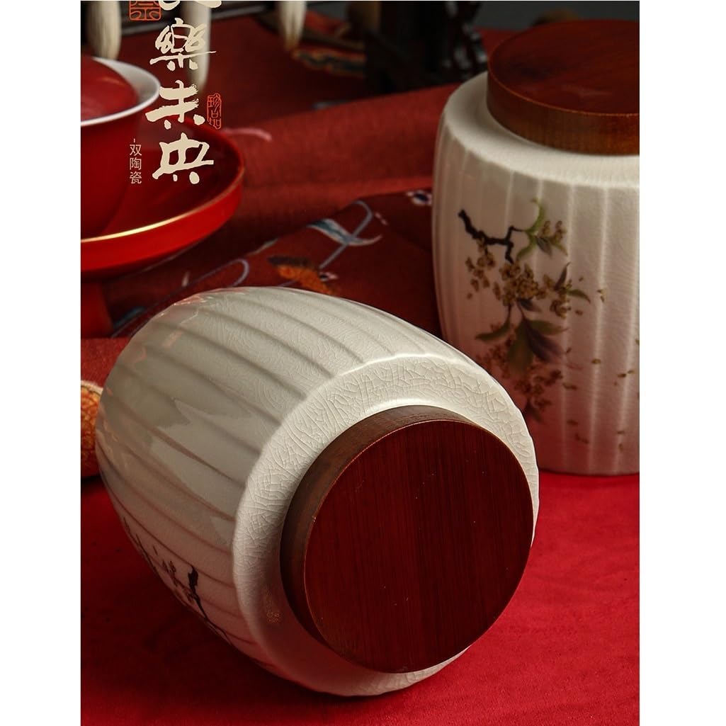 Tea Coffee Sugar Canisters Vintage Chinesische Keramik Bulk Tee Vorratsbehälter Topf Küche versiegelt Topf Tee Set Doppeltopf Geschenkbox Set leere Topf Küchendosen (A)
