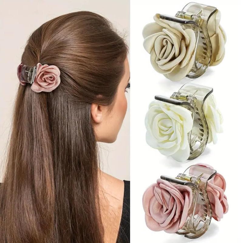 Image of MAYCREATE 3Pcs Hair Clips for Woman Flowers Acrylic Claw Hair Accessory