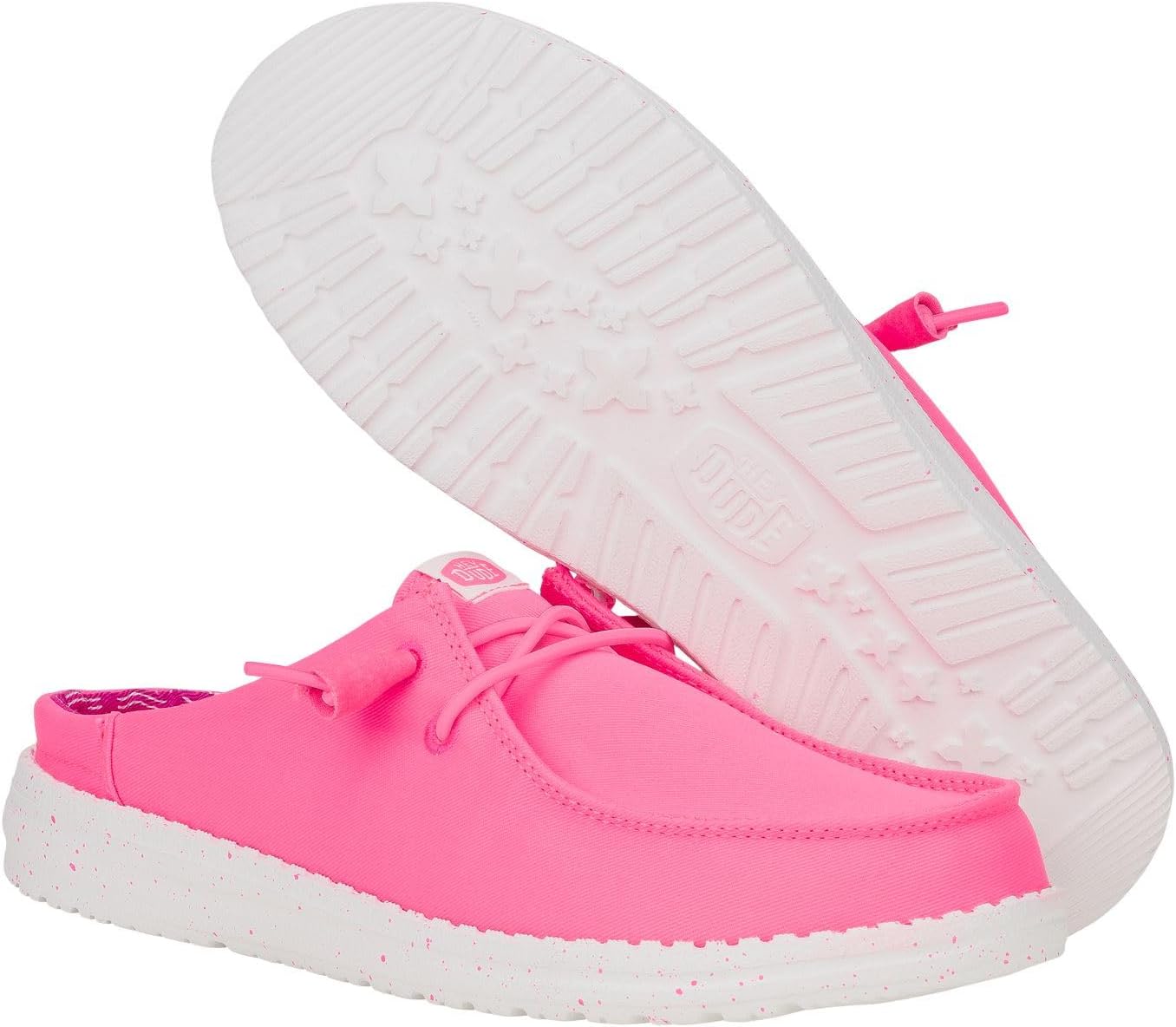 HEYDUDE Wendy Slip Stretch Canvas Neon Pink Size 8, Women’s Shoes, Slip-on Mules, Comfortable & Light-Weight - Image 3