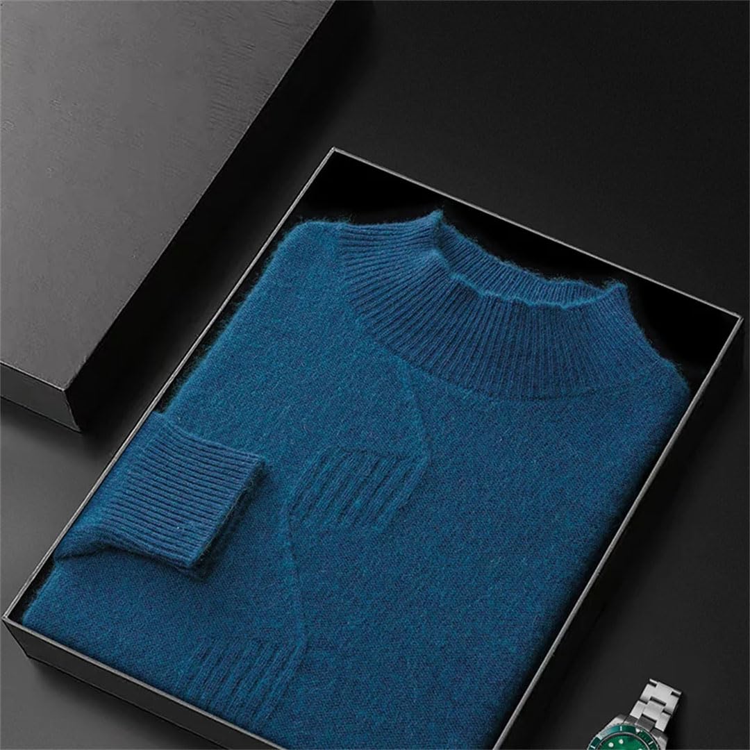 Maglione da uomo in cashmere a collo alto maglione spesso tinta unita lana lavorata a maglia camicia di fondo