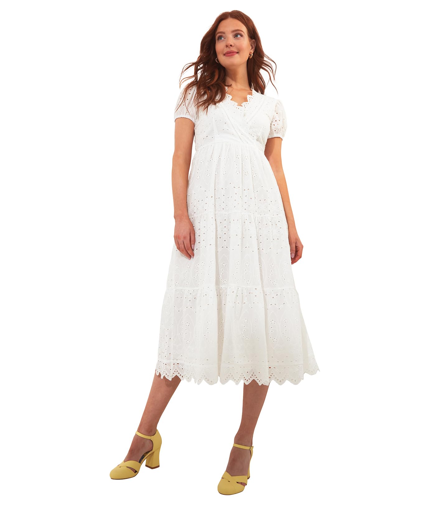 Robe midi brodée pour sculpter la silhouette avec confort