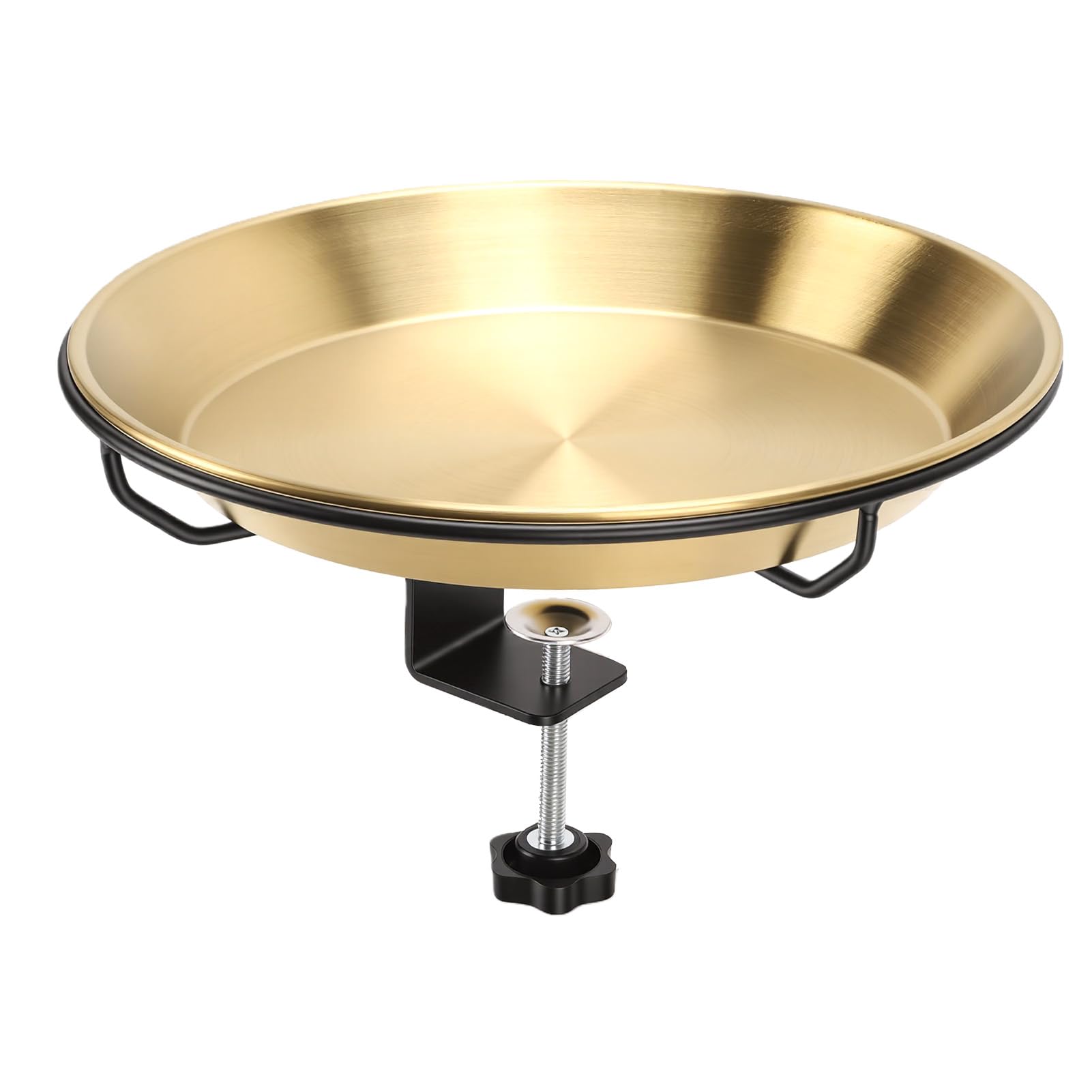 SIXRUN Vaschetta per Il Bagnetto degli Uccelli, in Acciaio Inox, Rimovibile, con Base a Morsetto, Design Rimovibile, Design Poco Profondo, Finitura Opaca, per Recinzione del Balcone del Giardino