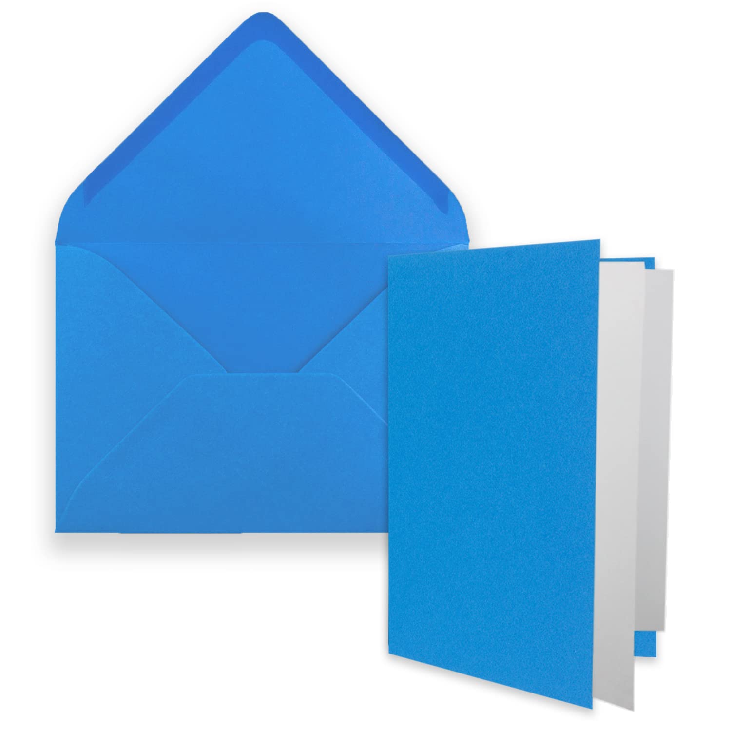 Juego de 25 Tarjetas Plegables DIN B6 con Sobres en Azul Oscuro (Azul) – 120 x 170 mm – Incluye Papel Blanco – Ideal para Tarjetas de invitación, Bodas, bautizos, comuniones y confirmaciones