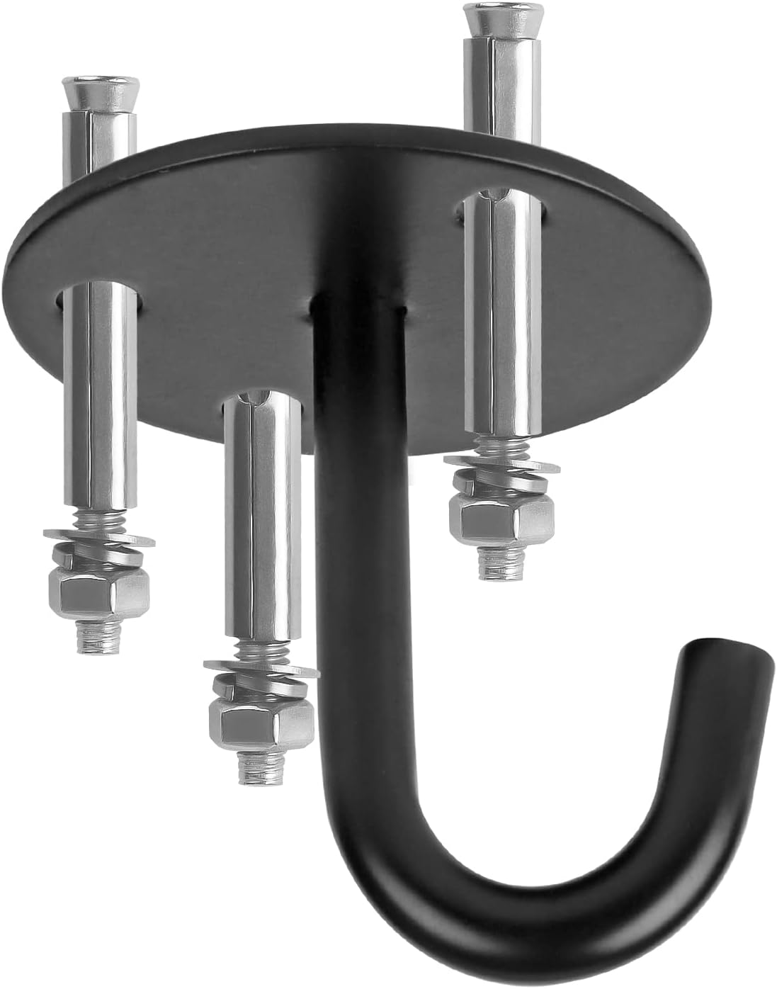2 PCS Stainless Steel Heavy Duty Ceiling Hooks with Expansion Bolts, Wall Mount Pad Eye Plate Top Hook Hanging Hardware for Yoga Hammock Sandbag etc (J Type Large Hook)