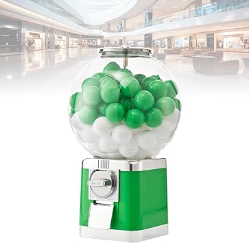 Vending Machine Twister Ball Dispenser, 30 x 30 x 48 cm Candy Vending Machine with 100 Capsule Balls 1.77-1.96 inches, for Retail Stores Parks Game Halls and Home Green