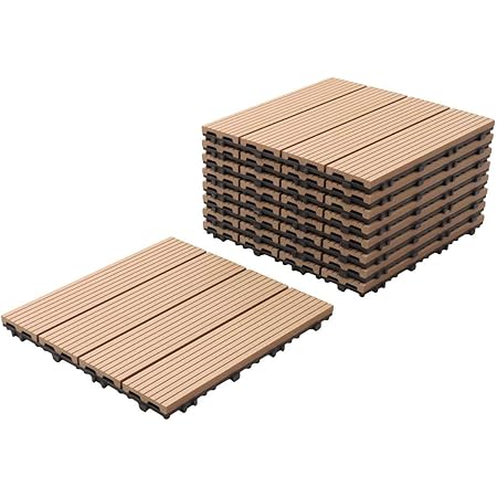 Amazon Weimall ウッドパネル 9枚 約0 8 直線タイプ チーク ジョイント式 約30cm 30cm ウッドデッキ ウッドタイル 人工木 樹脂 庭 ベランダ ウッドデッキ