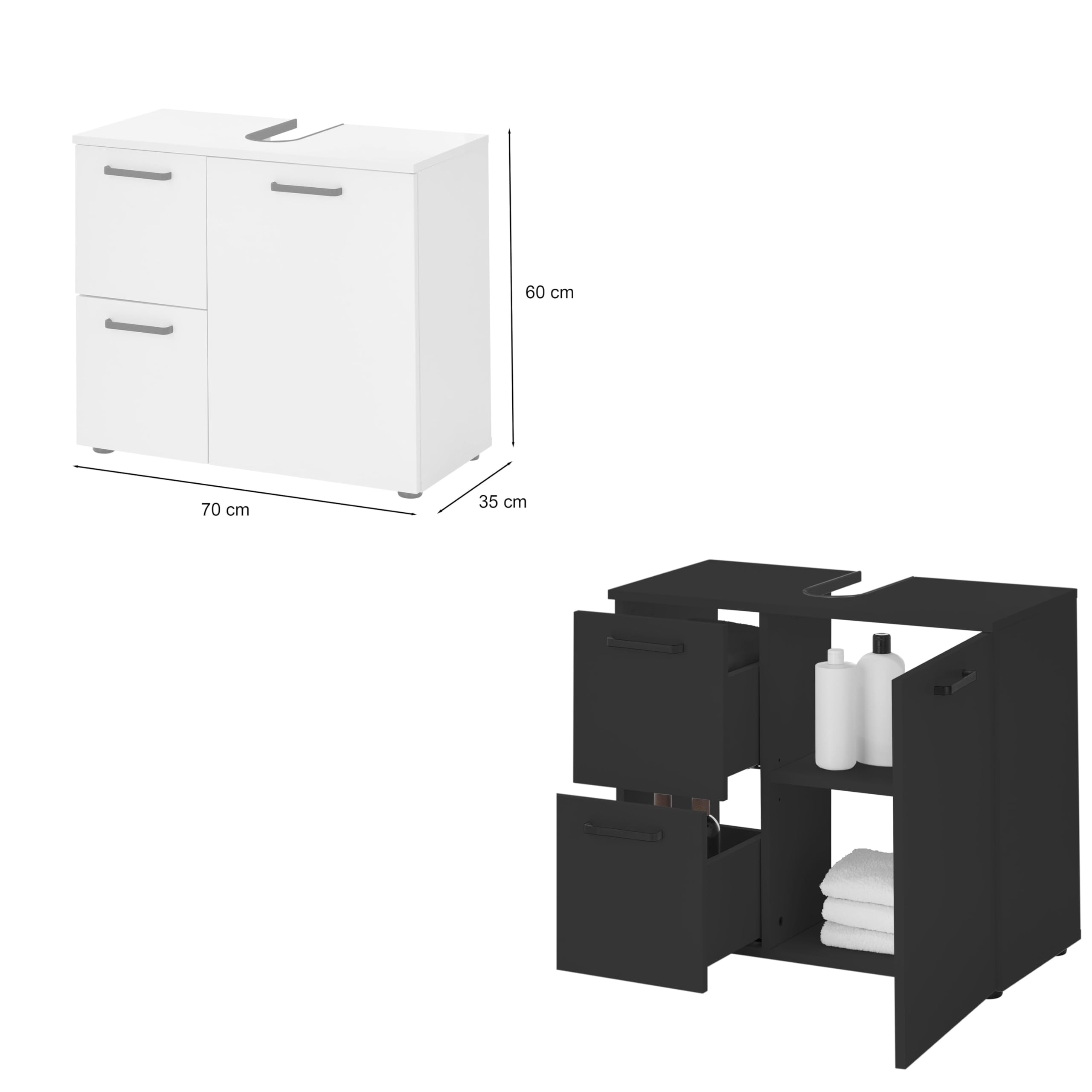 Comad Adele White FSC onderkast met ribbelfront 80cm wit mat Comad Adele White FSC onderkast met ribbelfront 80cm wit mat