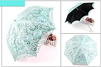 Vista 5 de Honeystore Sombrilla bordada con flor 3D plegable UV con encaje clásico