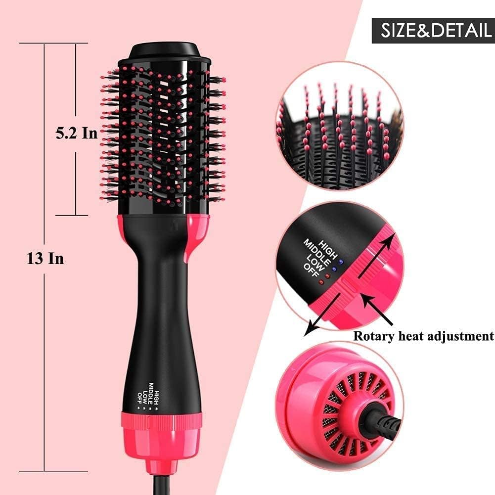 APTODEN Hot Air Brush 3 In 1 One Step Hair Dryer And Styler Volumizer For Straightening, Curling, Salon Negative Ion Ceramic Blow Dryer Brush For All Hair Types (Gold-Black), 1000 Watts 3