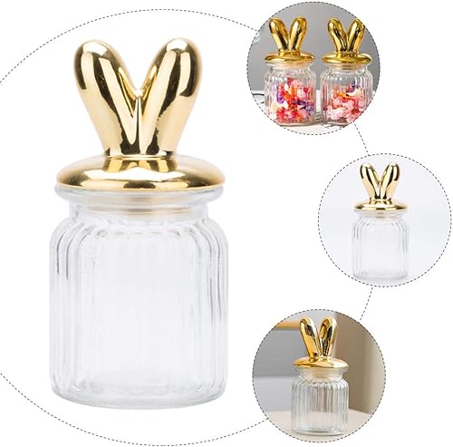Miniatura 3 de ABOOFAN Tarro de cristal de Pascua con forma de conejo, tarro de caramelo transparente para almacenamiento de alimentos para fiesta de comedor,
