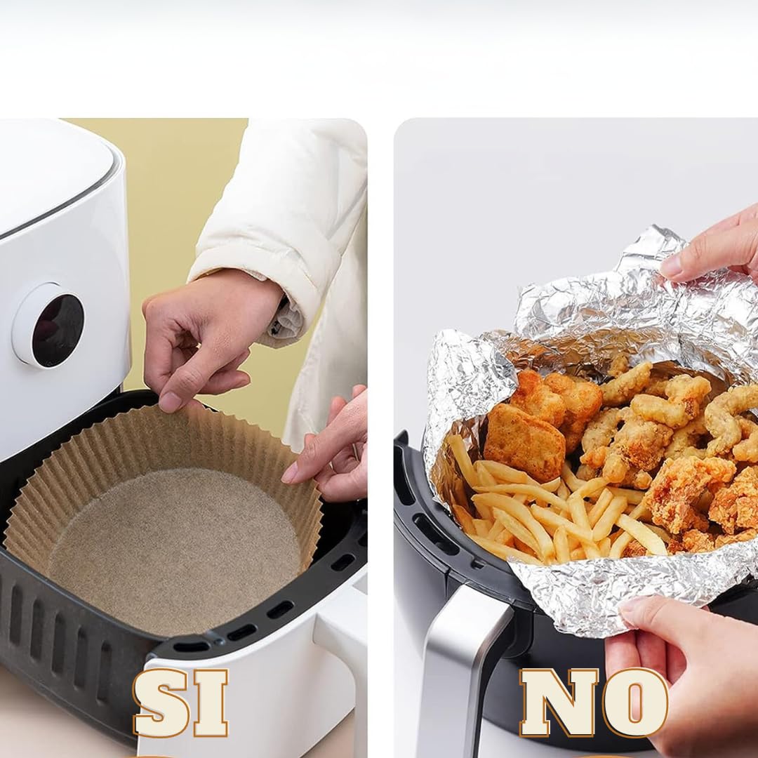 Nieprzywierająca wkładka papierowa do frytownicy powietrznej, 100 sztuk, okrągłe, 16-20 cm, nadaje się do żywności, bez BPA, do frytownic 3-4,5L i kuchenek mikrofalowych