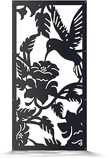 Hummingbird Metal Privacy Screen, Decorative Panel for Home & Garden, Ou...