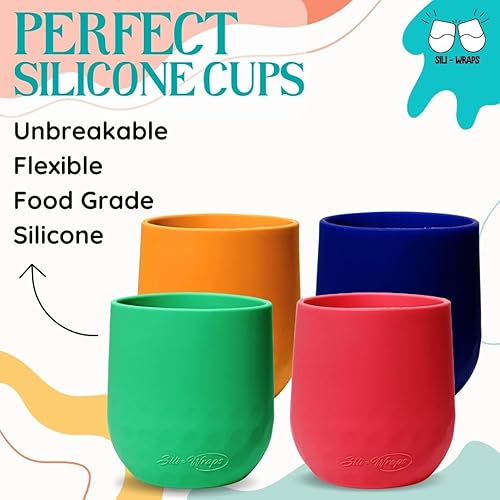 Miniatura 3 de Sili Wraps Copas de vino de silicona irrompibles  Vasos reutilizables para fiestas, camping, playas y barcos  100% silicona  Juego de 4  Sin BPA,