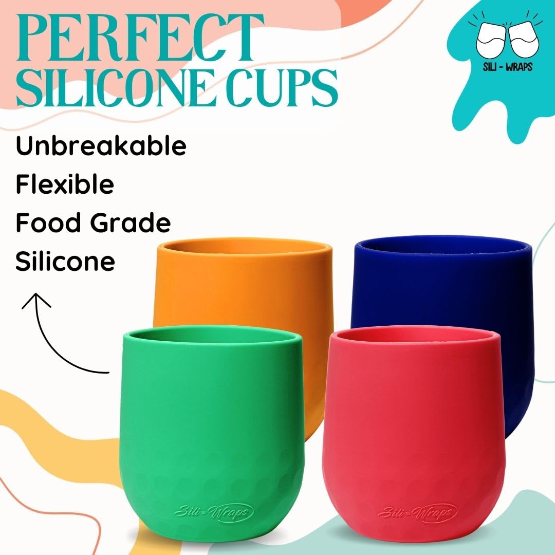 Copas de vino de silicona irrompibles, juego de 4, sin BPA, espirales (Tucan)